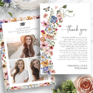 Colourful Wildflower Graduation Thank You Card