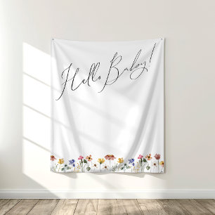 Colourful Wildflower Hello Baby Backdrop Tapestry