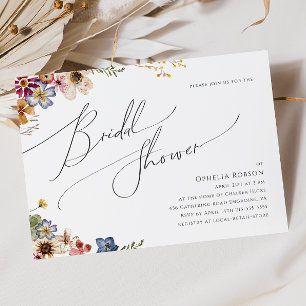 Colourful Wildflower   Horizontal Bridal Shower Invitation