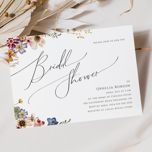 Colourful Wildflower | Horizontal Bridal Shower Invitation (Creator Uploaded)