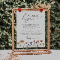 Colourful Wildflower Late Night Diapers Sign