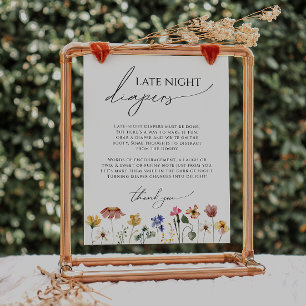 Colourful Wildflower Late Night Diapers Sign