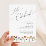 Colourful Wildflower | Let's Celebrate Invitation<br><div class="desc">This colourful wildflower | let's celebrate invitation is perfect for your simple, whimsical boho rainbow summer celebration. The bright, enchanted pink, yellow, orange, blue, and gold colour florals give this product the feel of a minimalist elegant vintage hippie spring garden. The modern design is artsy and delicate, portraying a classic...</div>