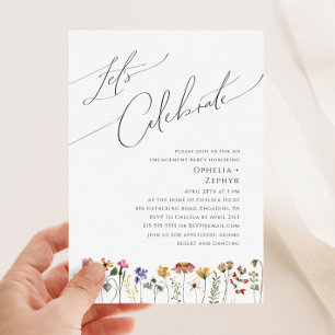 Colourful Wildflower Let's Celebrate Invitation