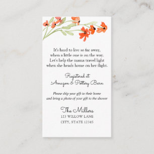 Colourful Wildflower Long Distance baby shower Enclosure Card