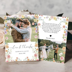 Colourful Wildflower Love and Thanks Wedding Thank You Card