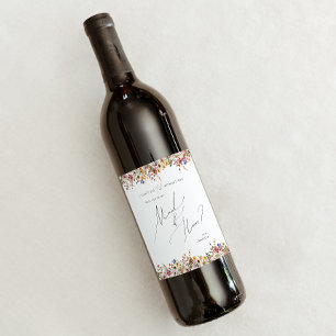 Colourful Wildflower Maid Of Honour Proposal Wine Label