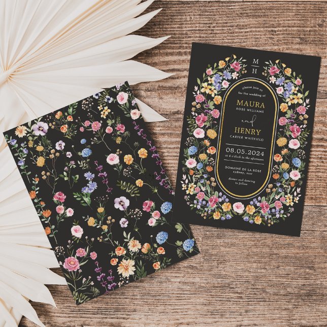 Colourful Wildflower Meadow Chalkboard Wedding Invitation (Creator Uploaded)