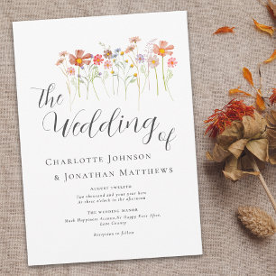 Colourful Wildflower Meadow Elegant Script Invitation