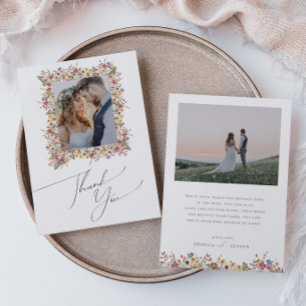 Colourful Wildflower   Meadow Flat Photo Thank You Card