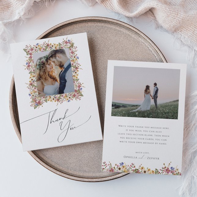 Colourful Wildflower | Meadow Flat Photo Thank You Card (Creator Uploaded)