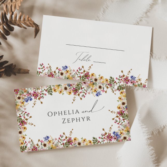 Colourful Wildflower | Meadow Flat Wedding Place Card (Creator Uploaded)
