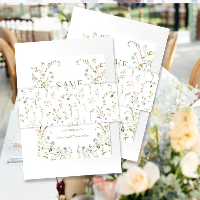 Colourful Wildflower Meadow Flower Wedding Invitation Belly Band (Creator Uploaded)