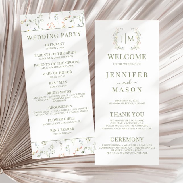 Colourful Wildflower Meadow Flower Wedding Program (Creator Uploaded)