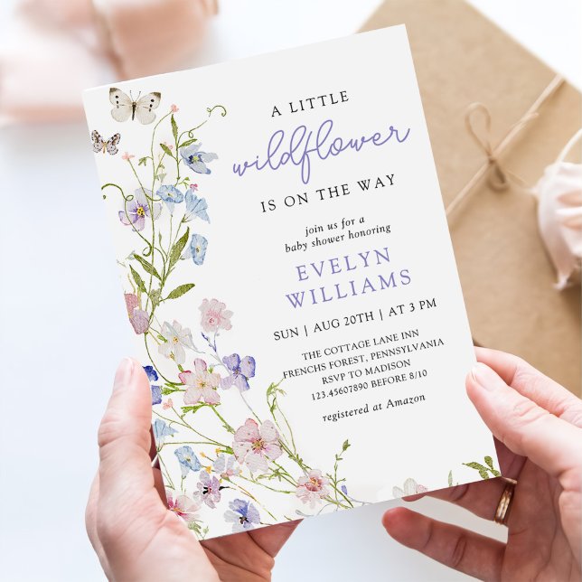 Colourful Wildflower Meadow Girl Baby Shower Invitation (Creator Uploaded)