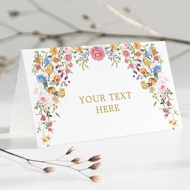 Colourful Wildflower Meadow Spring Garden Wedding Place Card (Creator Uploaded)