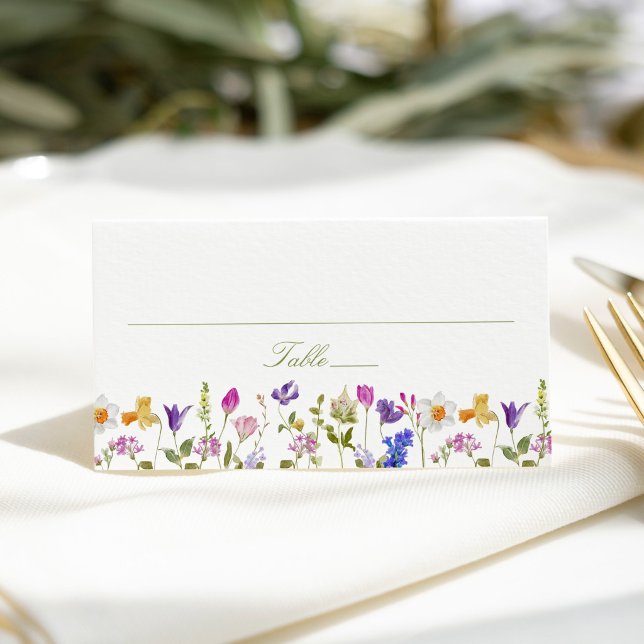 Colourful Wildflower Meadow Wedding Place Card (Creator Uploaded)