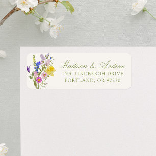Colourful Wildflower Meadow Wedding Return Address