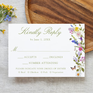 Colourful Wildflower Meadow Wedding RSVP Card