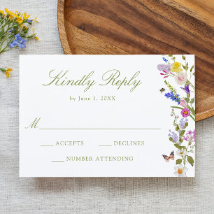 Colourful Wildflower Meadow Wedding RSVP Card