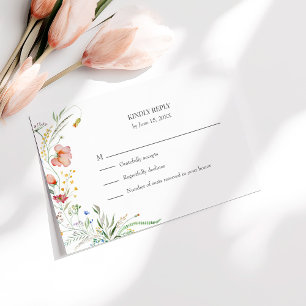 Colourful Wildflower Meadow Wedding RSVP Card