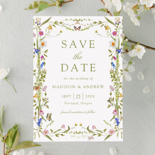 Colourful Wildflower Meadow Wedding Save The Date