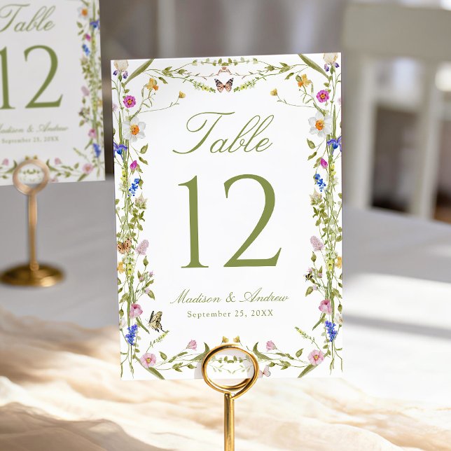 Colourful Wildflower Meadow Wedding Table Number (Creator Uploaded)