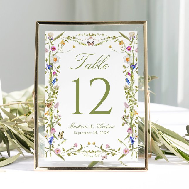 Colourful Wildflower Meadow Wedding Table Number (Creator Uploaded)