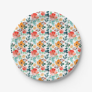 Colourful Wildflower Mixed Floral Pattern Paper Plate