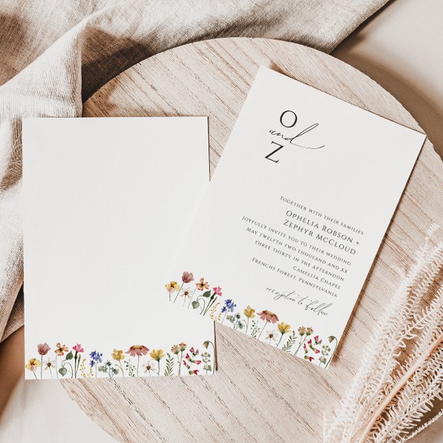 Colourful Wildflower | Monogram Wedding Invitation (Creator Uploaded)