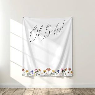 Colourful Wildflower Oh Baby Backdrop Tapestry