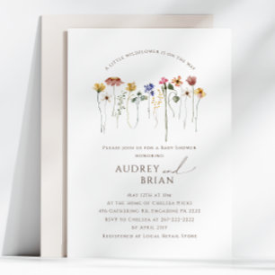 Colourful Wildflower On The Way Couples Baby Showe Invitation