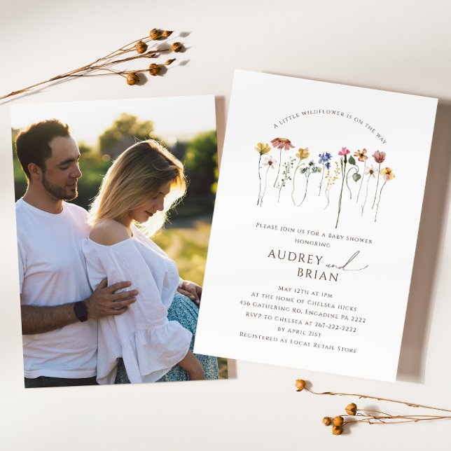 Colourful Wildflower On The Way Couples Photo Invitation (Creator Uploaded)