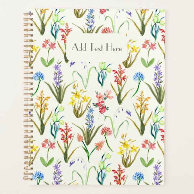 Colourful wildflower pattern in watercolors planner (Front)