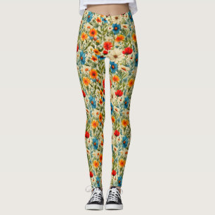 Colourful Wildflower Pattern Leggings