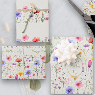 Colourful Wildflower Pattern Mother's Day Wrapping Paper Sheet