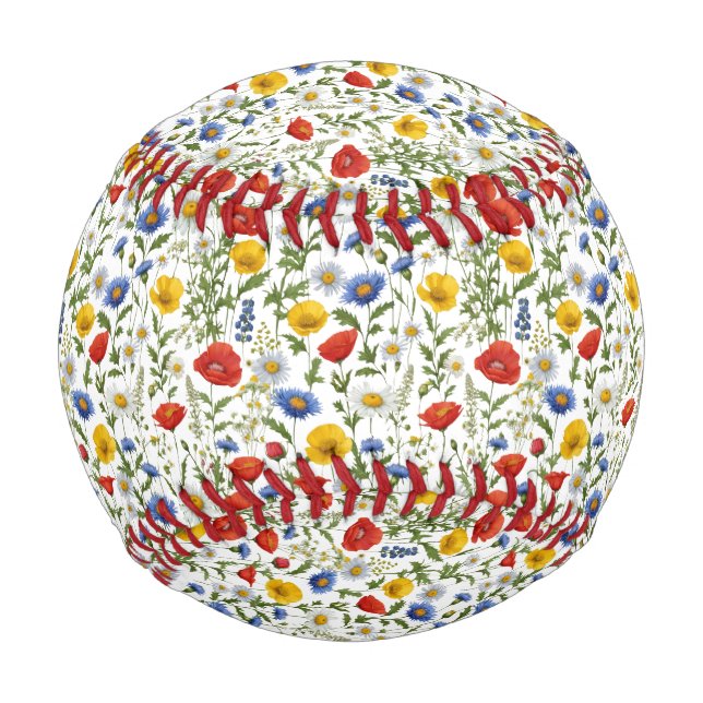 Colourful Wildflower Pattern Pretty Nature Themed Baseball (Front)