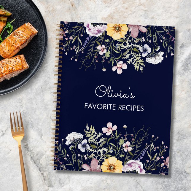 Colourful Wildflower Personalised Recipe Book (In situ)