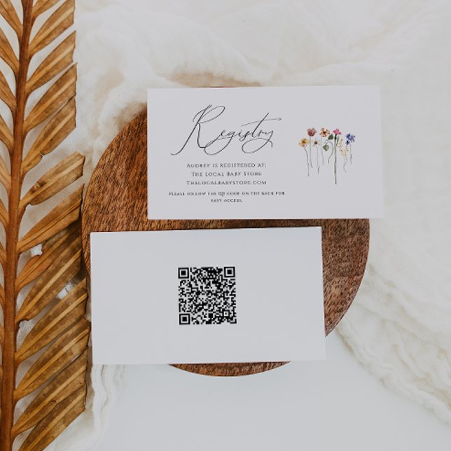 Colourful Wildflower QR code Baby Registry  Enclosure Card (Creator Uploaded)