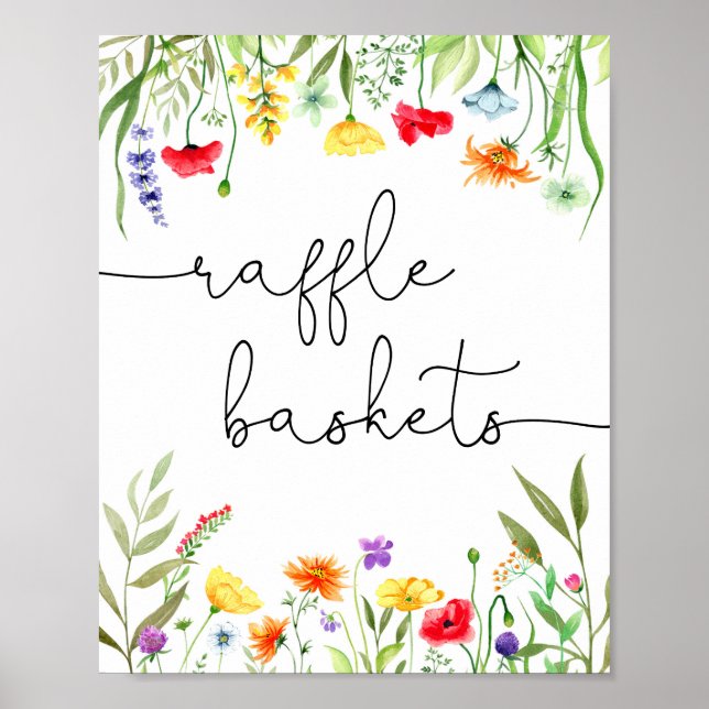 Colourful Wildflower raffle baskets sign (Front)