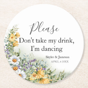 Colourful Wildflower Round Paper Coaster