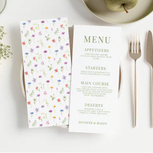 Colourful wildflower rustic wedding menu
