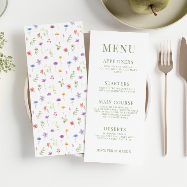 Colourful wildflower rustic wedding menu (Creator Uploaded)