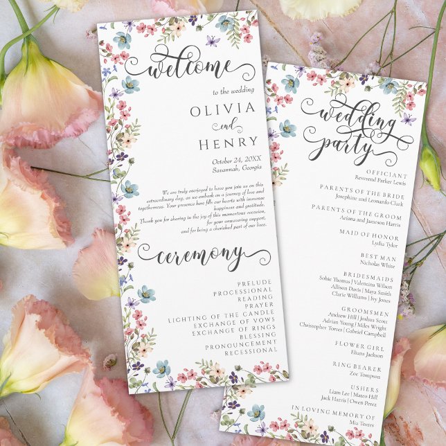 Colourful Wildflower Rustic Wedding Program Menu (Creator Uploaded)