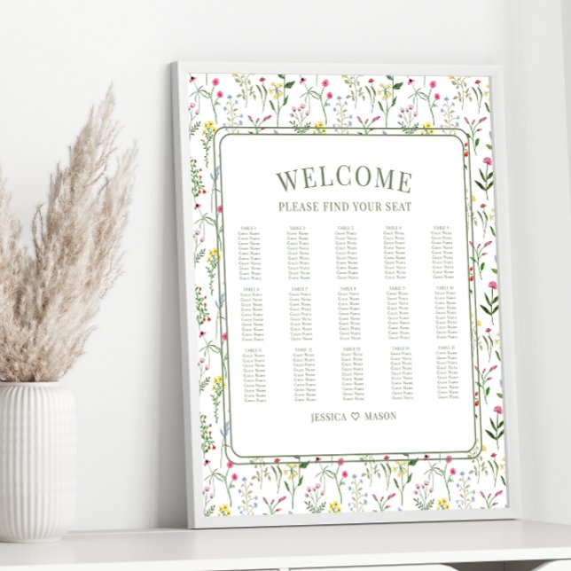 Colourful wildflower rustic wedding seating chart (Creator Uploaded)