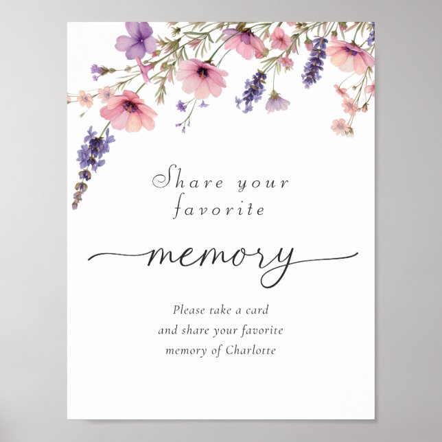 Colourful Wildflower "Share your favourite memory" Poster (Front)