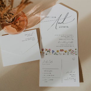 Colourful Wildflower   Simple Casual Seal and Send All In One Invitation