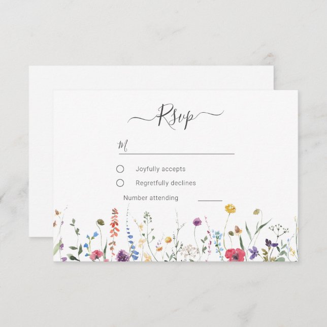 Colourful Wildflower Spring Summer Wedding RSVP Card (Front/Back)