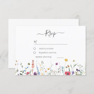 Colourful Wildflower Spring Summer Wedding RSVP Card