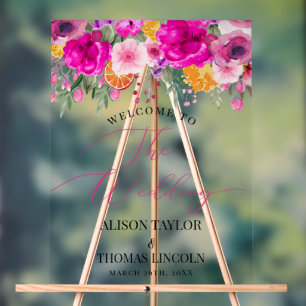 Colourful Wildflower Spring welcome acrylic sign